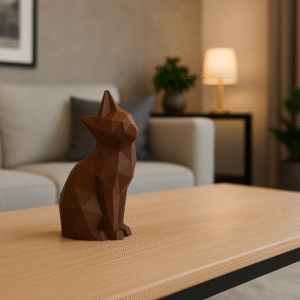 Gatinho Decorativo 3D Facetado – Decoração Minimalista para Sala | PLA Biodegradável